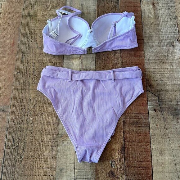 Adika Lilac Belted High Waist Bikini Set With Padded Bra - Picture 7 of 7